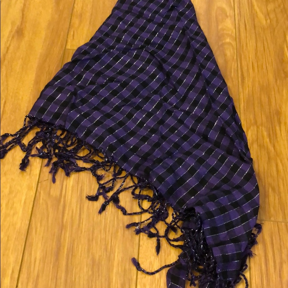 Purple and silver bandana scarf